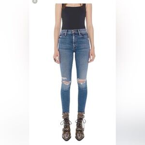 mother denim the stunner ankle zip fray jean